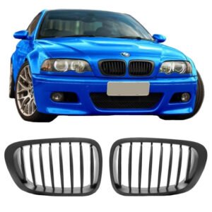 Καρδιές Μάσκας Για Bmw 3 E46 99-03 Coupe/Cabrio Μαύρο Ματ Με 8 Γραμμές 2 Τεμάχια