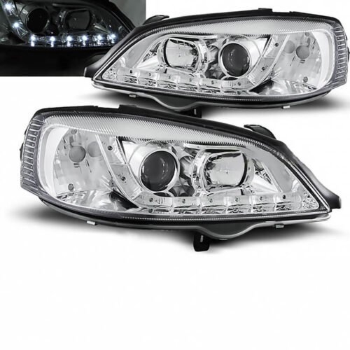 Μπροστινά Φανάρια Set Για Opel Astra G 98-04 DRL Χρωμίου H1/H1 JunYan