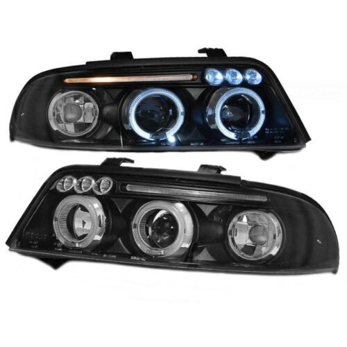 Μπροστινά Φανάρια Set Για Audi A4 B5 99-00 Angel Eyes & Led Μαύρα H1/H1 Junyan