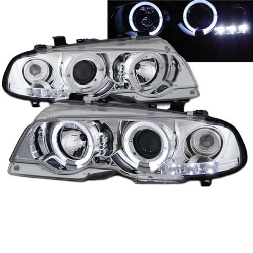 Μπροστινά Φανάρια Set Για Bmw 3 E46 Coupe / Cabrio 99-03 Angel Eyes & Led Χρωμίου H1/H1 Manual Sonar