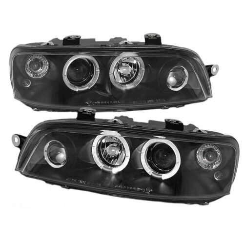 Μπροστινά Φανάρια Set Για Fiat Punto 99-03 Angel Eyeys Μαύρα H1/H1/H3 Sonar