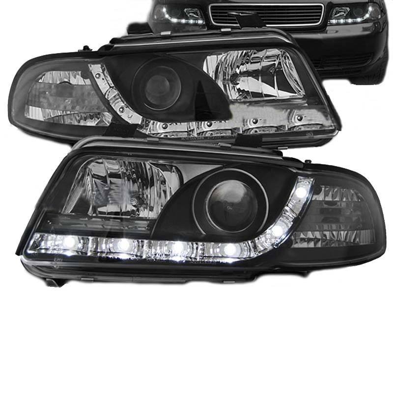 Μπροστινά Φανάρια Set Για Audi A4 B5 94-98 DRL Μαύρα H1/H1 Sonar