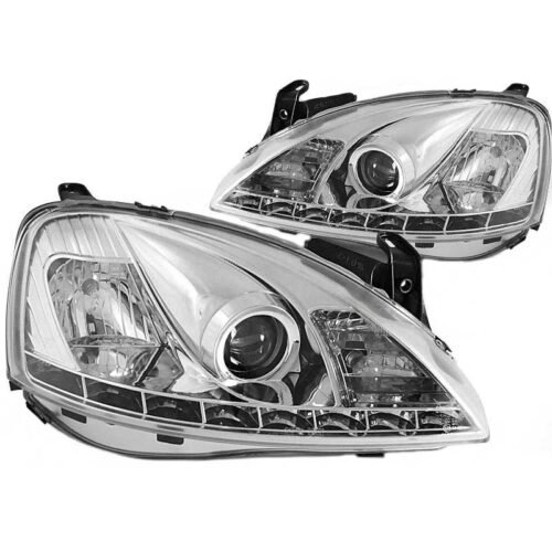 Μπροστινά Φανάρια Set Για Opel Corsa C 00-06 DRL Χρωμίου H1/H1 Sonar