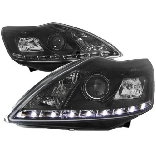 Μπροστινά Φανάρια Set Για Ford Focus 08-11 DRL Μαύρα H7/H1 Manual Sonar