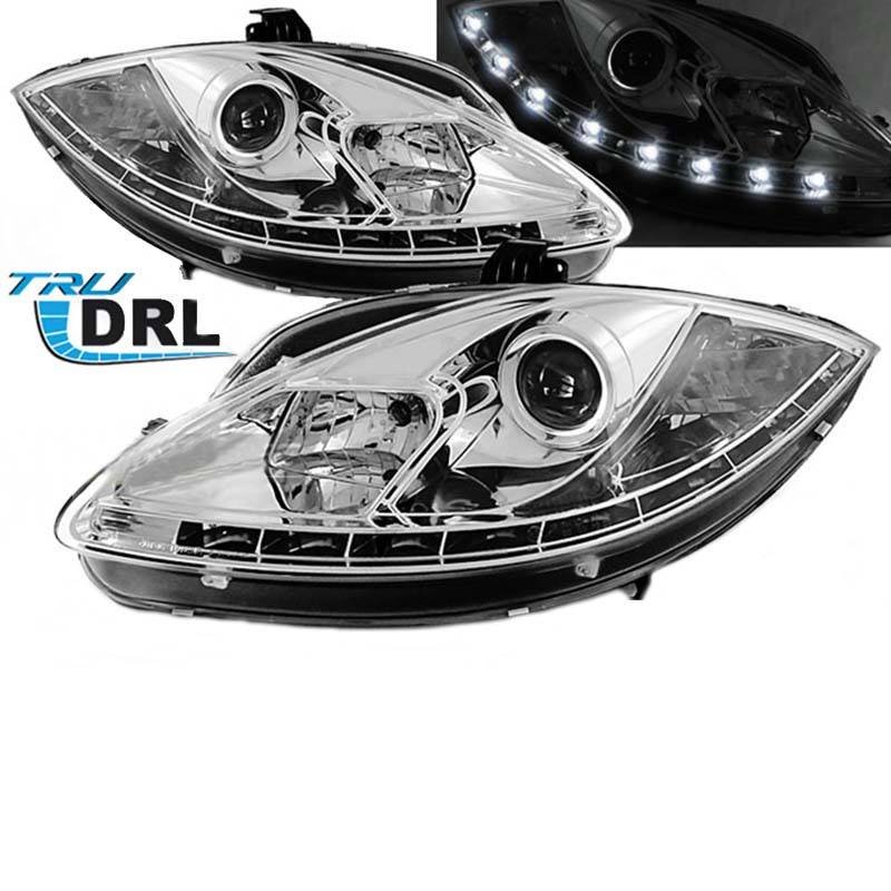 Μπροστινά Φανάρια Set Για Seat Leon 1P 09-13 Facelift TRU DRL Χρωμίου H1/H1 Sonar