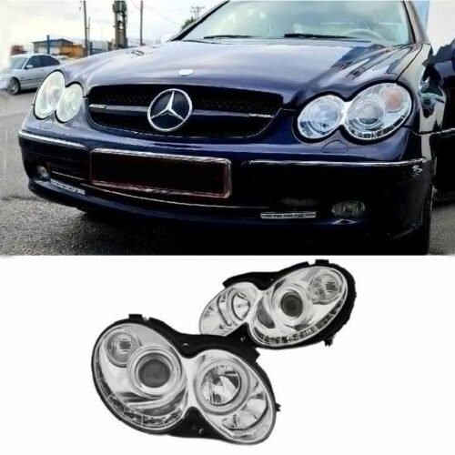 Μπροστινά Φανάρια Set Για Mercedes-Benz CLK W209 03-10 Projectors Χρωμίου H7/H1 Με Ρυθμιστή Αέρος Sonar
