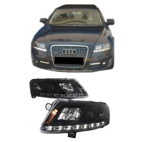 Μπροστινά Φανάρια Set Για Audi A6 4F 04-07 TRU DRL Μαύρα Xenon Version D2S/H1 Sonar