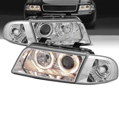 Μπροστινά Φανάρια Set Για Audi A4 B5 94-98 Angel Eyes Χρωμίου H7/H7 Depo