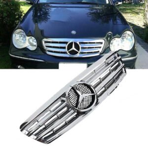 Μάσκα Για Mercedes-Benz C-Class W203 00-07 Amg Look Με 4 Γρίλιες Χρώμιο 1 Τεμάχιο