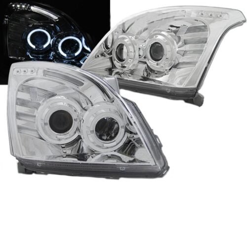 Μπροστινά Φανάρια Set Για Toyota Land Cruiser 120 03-09 Angel Eyes Χρωμίου H7/H3 Sonar