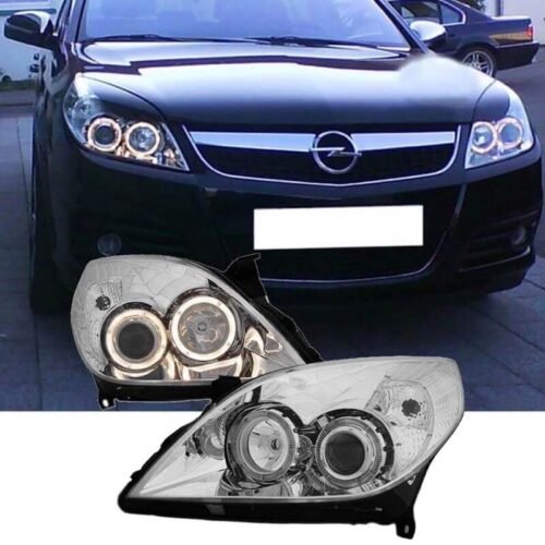 Μπροστινά Φανάρια Set Για Opel Vectra C 05-08 Angel Eyes Χρωμίου H7/H1 Depo
