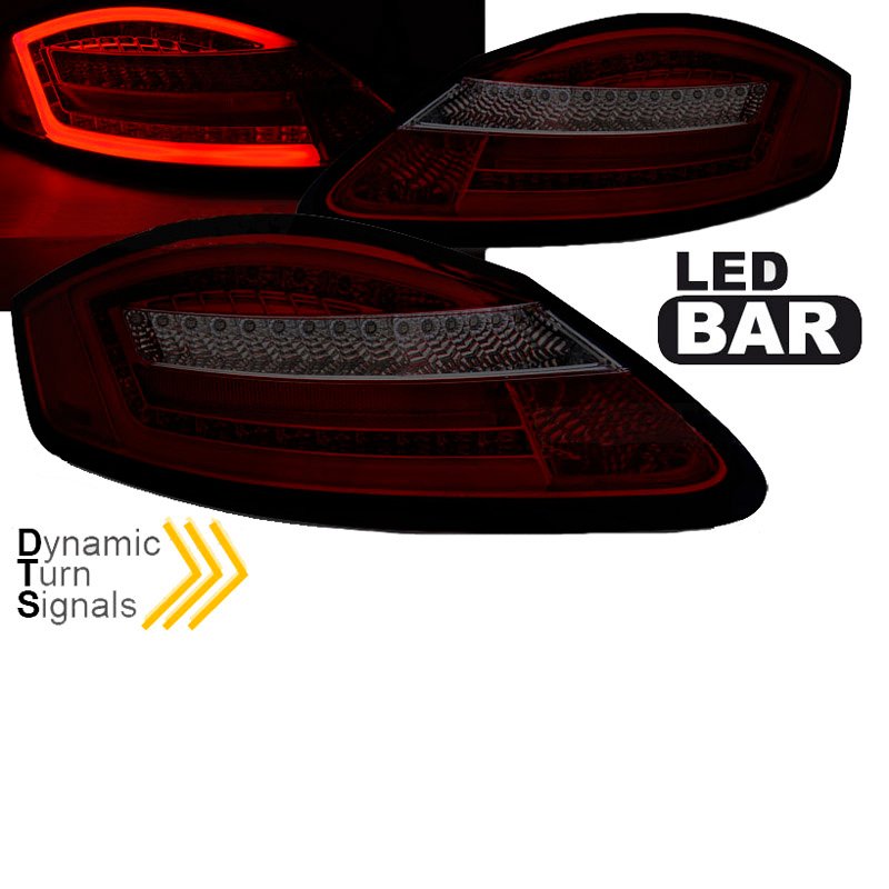 Πισινά Φανάρια Set Για Porsche Boxster 987 / Cayman 05-08 Led Bar Με Dynamic Φλας Κόκκινο/Φιμέ Sonar