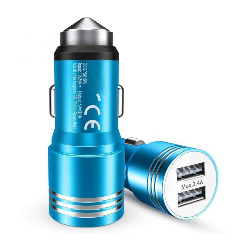 Φορτιστής Αναπτήρα Αυτοκινήτου Με 2 Θύρες Usb 2.1A/1A 12/24V Γαλάζιο 99169