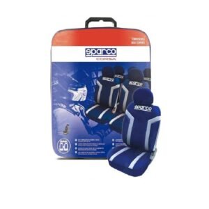 Καλύμματα Αυτοκινήτου "Sparco Linea S" Universal Υφασμάτινα Σετ Εμπρός / Πίσω 11 Τεμαχίων Μπλε / Άσπρο
